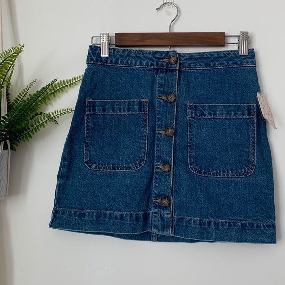 NWT Free People We The Free Super High Rise Denim Button Down Skirt - Picture 3 of 9
